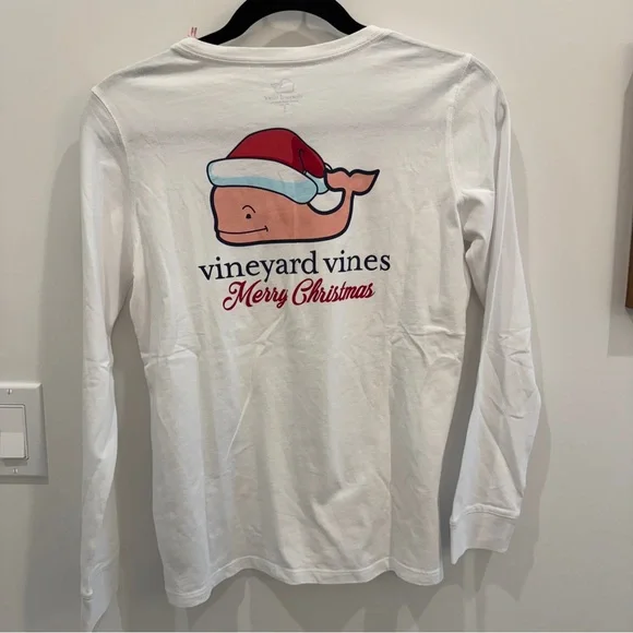 Vineyard Vines White Shirt with Santa Whale Logo - Picture 5 of 5